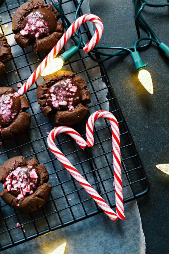 Double Chocolate Peppermint Thumbprint Cookies