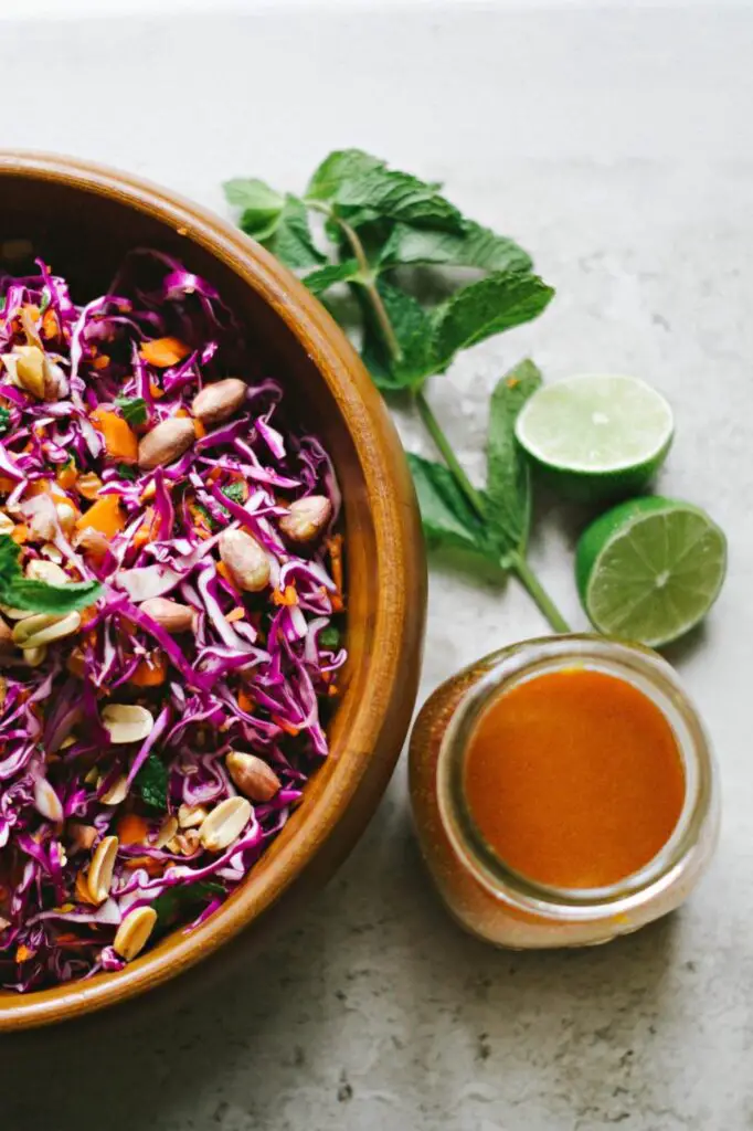 Carrot & Cabbage Salad With Sesame Lime Dressing