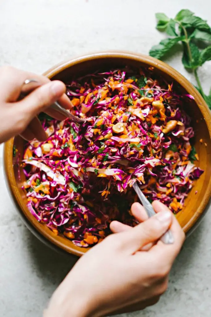 Carrot & Cabbage Salad With Sesame Lime Dressing