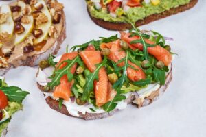 Cured salmon and creme fraiche on toast. Credit: Unsplash