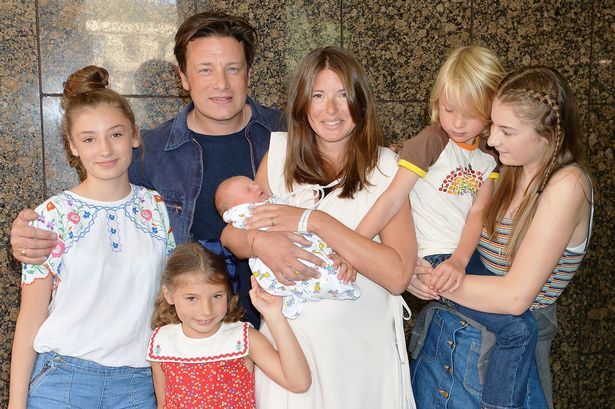 Jamie Oliver with his family.