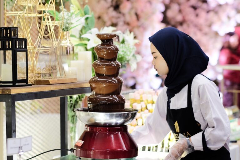 Chocolate fountain in a lobby. Credit: Unsplash