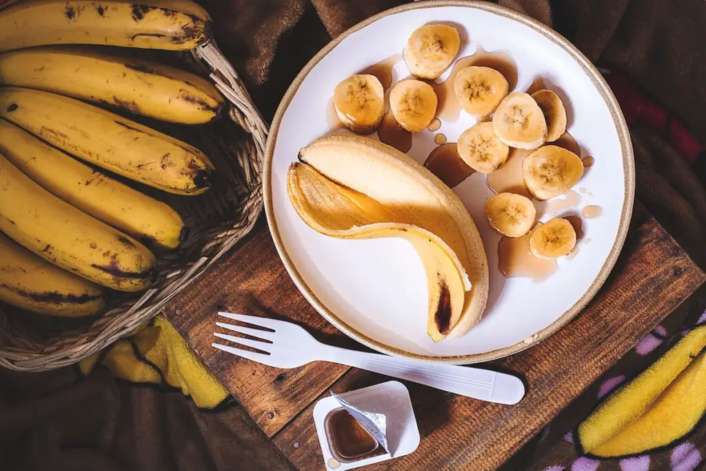 Bananas can be used as a topping when sliced or mushed into the mix.