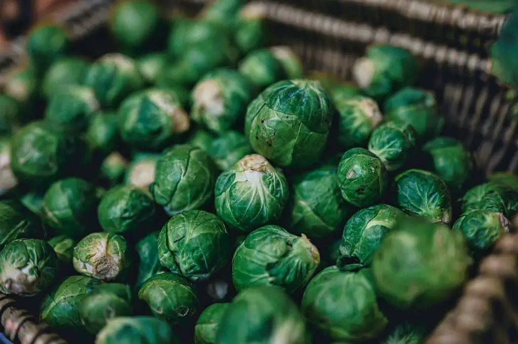 Basket of brussels sprouts.