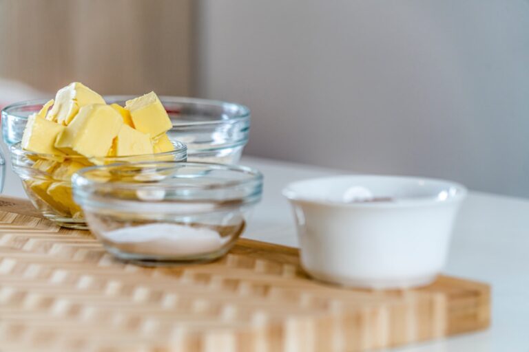 Butter cubes on a table. Credit: Unsplash