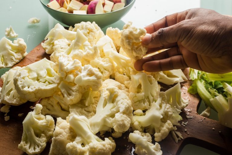 Sliced cauliflower.