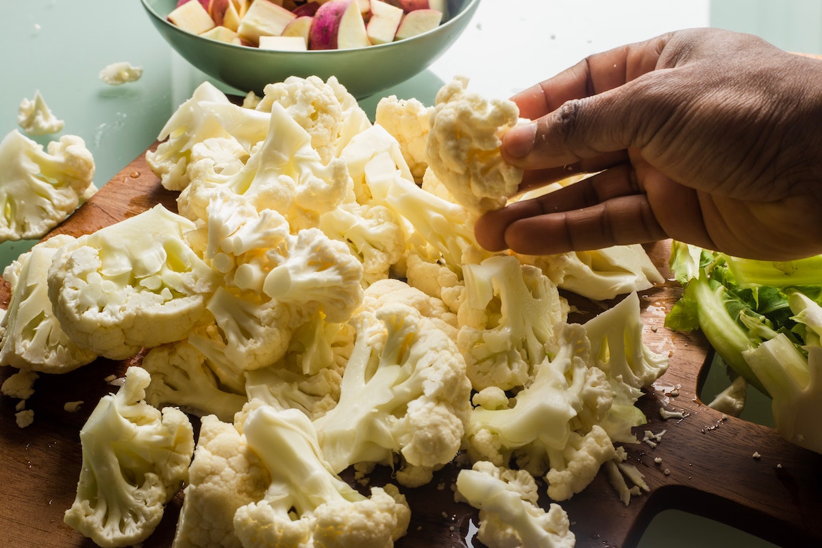 Sliced cauliflower.