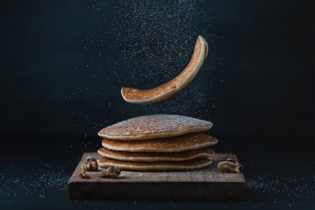 Stacked pancakes.