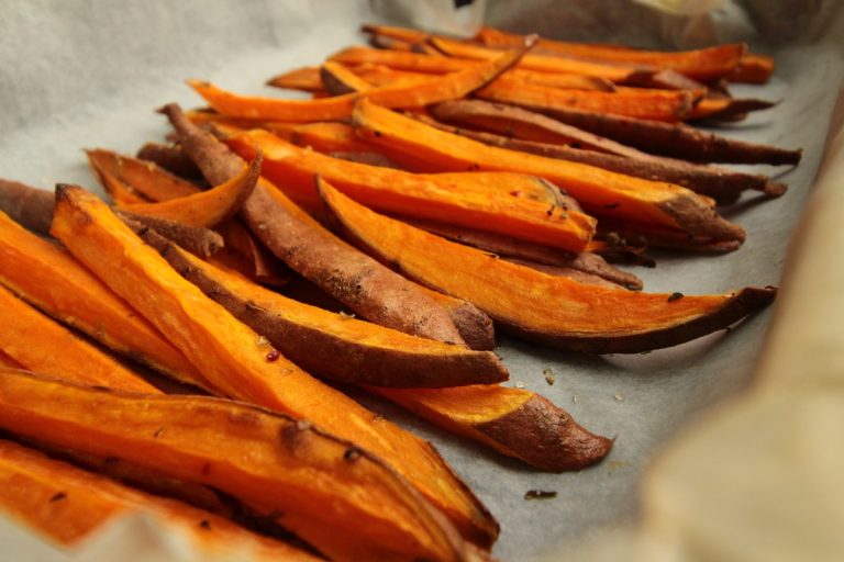 Sweet potatoes on a tray