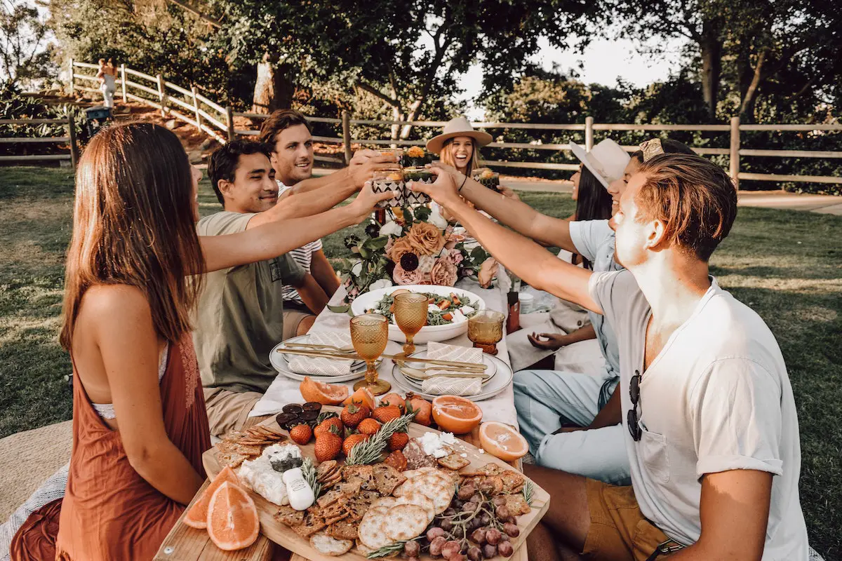 Cheers! Party picnic outdoors. Credit: Unsplash