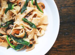 Yummy pasta on a plate.