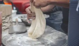 Pizza dough not stretchy.