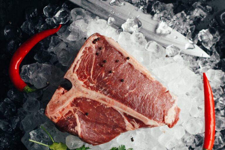 Steak on ice. Credit: Unsplash