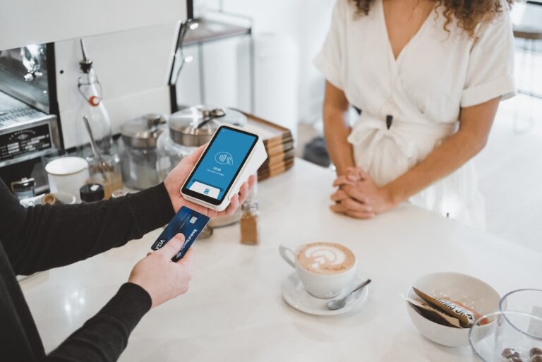 A customer paying by card payment.
