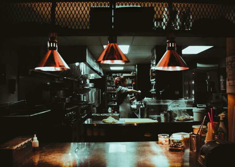 Restaurant kitchen area.