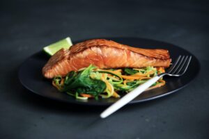 Salmon on a plate.